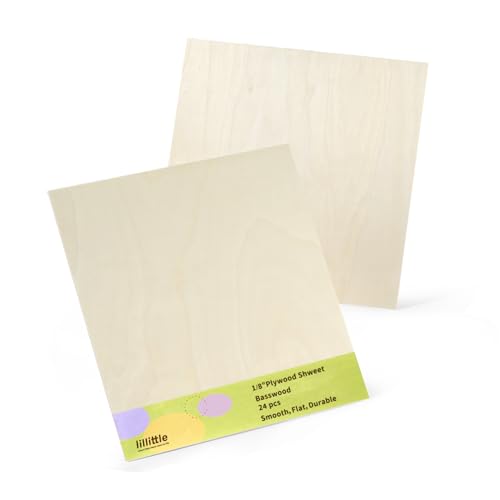 24 Pack Basswood Plywood Sheets 12"x12"x1/8", Basswood for Laser Cutting - color: 24 Pack, size: 12"x12"