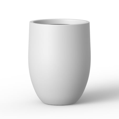 Kante Tall Concrete Planter 21.7" Modern White Floor Pot for Indoor Outdoor - color: Pure White