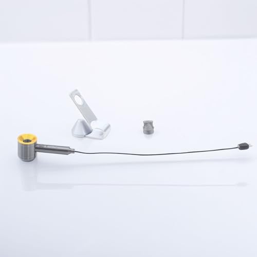 1:12 Scale Miniature Hair Dryer Set w/Stand, Nozzle: Realistic Model for Dollhouse Bathroom, Bedroom Vanity, Hair Salon, Adult Collector (Yellow) - color: Yellow