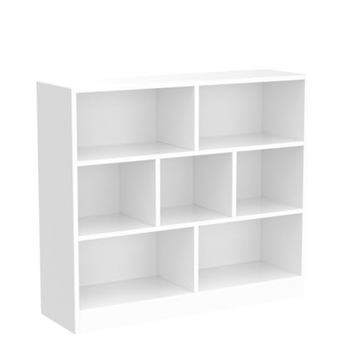 IOTXY Open Shelf Low Bookcase - Wooden 3-Tier Cube Bookshelf, Warm White - color: Warm White, size: 80CM Base