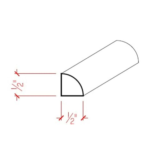 EWQR11 Quarter Round 1/2" x 1/2" Moulding Trim. Unfinished, Cherry, 94" - color: Cherry, size: 94 inches