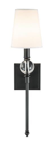 XiNBEi Lighting Black Bathroom Sconces Set of 2 with Crystal Ball Accent - color: Matte Black
