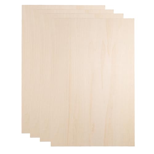 HARFINGTON 4pcs 3mm Basswood Plywood Sheet 12"x8"x1/8" Thin Plywood Board - size: 12"x8"x1/8"(3mm Thick)
