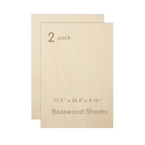 2 Pack Plywood Sheets, 17.1" x 23.6"x 0.15" Basswood Sheets - color: 2 Pack, size: 17.1" x 23.6"x 0.15"