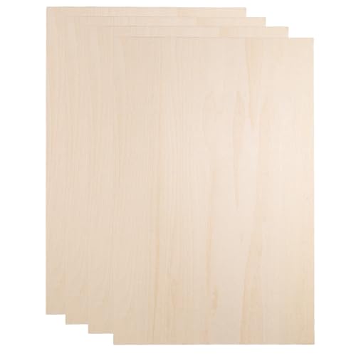 HARFINGTON 4pcs 2mm Basswood Plywood Sheet 12"x18"x3/32 Thin Plywood Board - size: 12"x18"x3/32"(2mm Thick)