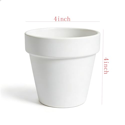 White 4 Inch, Terracotta Clay Pots with Drainage Holes, Pack of 24, for Succulents and Plants, DIY Crafts - color: White