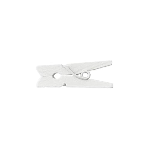 LWR CRAFTS Wooden Mini Clothespins 100 Per Pack 1" 2.5cm (White) - color: White