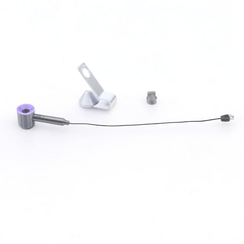 1:12 Scale Miniature Hair Dryer Set w/Stand, Nozzle: Realistic Model for Dollhouse Bathroom, Bedroom Vanity, Hair Salon, Adult Collector (Purple) - color: Purple