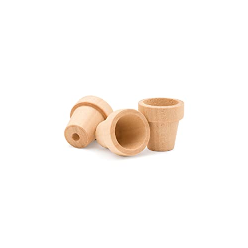 Woodpeckers Small Wooden Flower Pot 1-1/6 x 1-inch, Pack of 24 1 inch Mini Pots, 1 Flower Pots to Paint & Plant - size: 1 inch