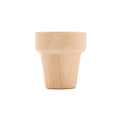 Woodpeckers Small Wooden Flower Pot 1-1/6 x 1-inch, Pack of 24 1 inch Mini Pots, 1 Flower Pots to Paint & Plant - size: 1 inch