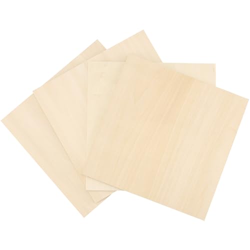 LEXININ 12 PCS 7.87 x 7.87 Inch Basswood Plywood Sheets, 1/4 Inch Unfinished Square Plywood Sheets Boards, 6mm Craft Wood Sheet for DIY Crafts, Painting, Drawing