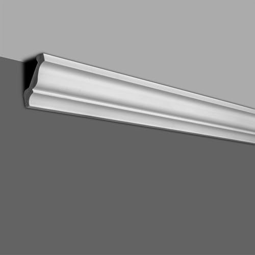 Outwater 10 Pack 48 Inch Crown Moulding (40 Feet in Total), 3-1/2" Face x 3" High x 2" Projection – Primed White High Density Polystyrene Decorative Trim for Walls & Ceilings - size: 3" x 2"