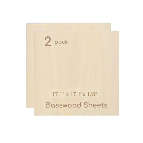 2 Pack Plywood Sheets, 17.1" x 17.1"x 1/8" Basswood Sheets - color: 2 Pack, size: 17.1" x 17.1"x 1/8"