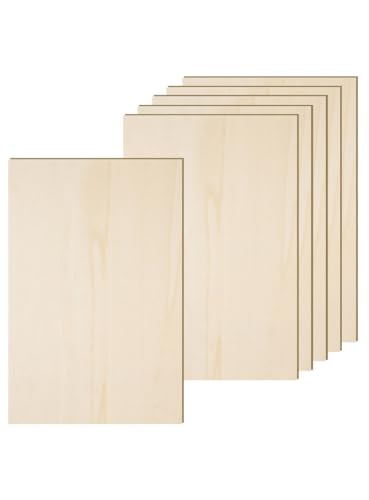 6 Pack 12 x 16 x 1/4 Inch-6mm Thick Basswood Sheets for Crafts Unfinished Plywood Sheets Boards Square Crafts Wood Sheets for DIY Laser Projects, Wood Burning, Engraving, Staining, Architectural Model - size: 12 x 16 x 1/4 Inch
