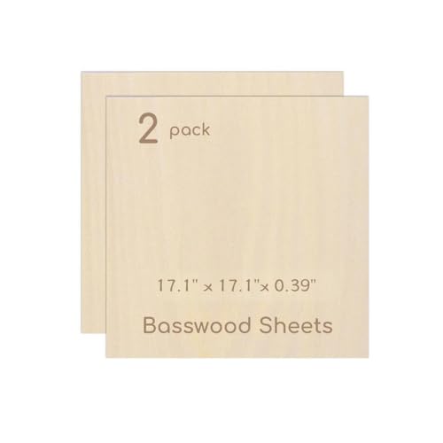 2 Pack Plywood Sheets, 17.1" x 17.1"x 0.39" Basswood Sheets - color: 2 Pack, size: 17.1" x 17.1"x 0.39"