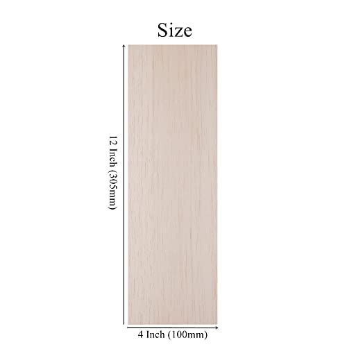 12 Pack Balsa Wood Sheets 1/8 x 4 x 12 Inch Unfinished Natural Wood - size: 12 x 4 x 1/8 inch