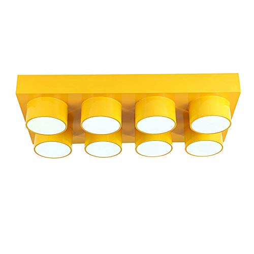 LAKIQ Modern Children Room Flush Mount Ceiling Light Fixture Acrylic Creative Colorful Block Toy Shape Kids Room Close to Ceiling Lighting for Kids Bedroom Kindergarten Playground(Rectangle,Yellow) - color: Yellow, size: Rectangle
