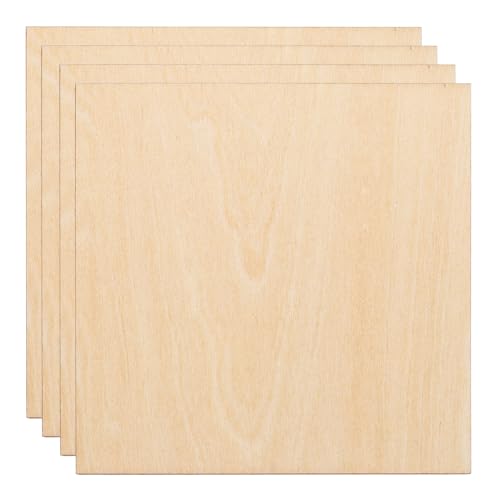 HARFINGTON 4pcs 3mm Basswood Plywood Sheet 4"x4"x1/8" Thin Plywood Board - size: 4"x4"x1/8"(3mm Thick)