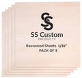 Basswood Sheets for Crafts - 5 Pack - 12 x 12 x 1/16 Inch - 1.5mm Thick Plywood Sheets with Smooth Surfaces - Bass Wood for Laser Cutting, Wood Burning, Architectural Models, Staining, Drawing - color: Basswood Pack of 5