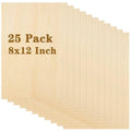 DAJAVE 25 Pack 8x12 Inch Basswood Sheets, 1/16 Inch Thin Craft Plywood Sheets, Unfinished Wood Sheets for Crafts, DIY Wood Arts, Model Making, Wood Burning (300x200x2mm)