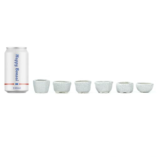 Bonsai Planter 1.8 inch (4.5cm) Mini Succulent Glazed Pots Set of 18 Gray White - color: Gray White