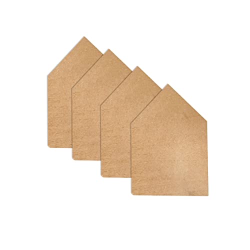 4 Pack 8 Inch Wooden House Shape Block Unfinished Wood Farmhouse Cutouts Tabletop for DIY Crafts Memorial Sign,1 Inch Thick MDF - size: 8 in