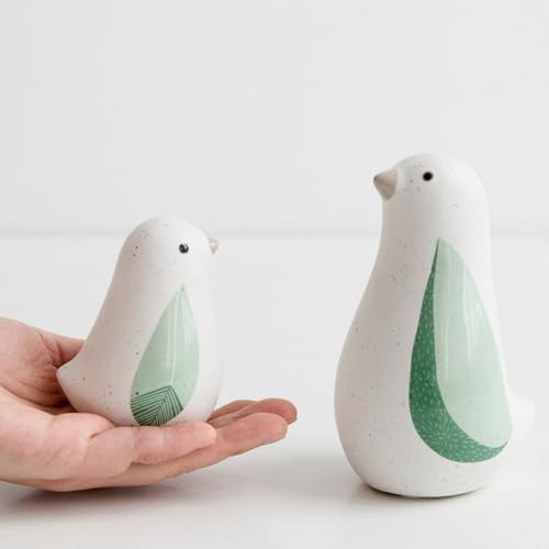 Ceramic Bird Figurine Large Green Leaf Bird Statue Tabletop Decor 5.1 Inch - color: Large Bird