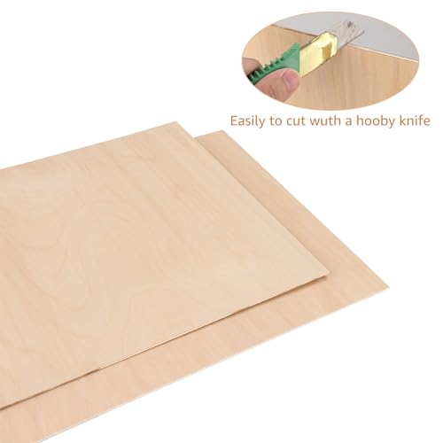 10Pcs 16 x 12 x 1/8 Inch Baltic Birch Plywood Sheets 3mm Unfinished Plywood Sheet for Arts and Crafts, Painting, Pyrography, Wood Engraving, Wood Burning, Laser, Architectural Models