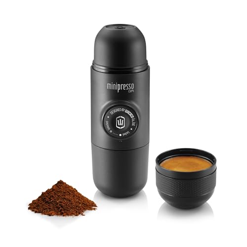 Wacaco Minipresso GR, Portable Espresso Machine, Compatible Ground Coffee, Hand Coffee Maker, Travel Gadgets, Manually Operated, Perfect for Camping, Hiking - color: Black