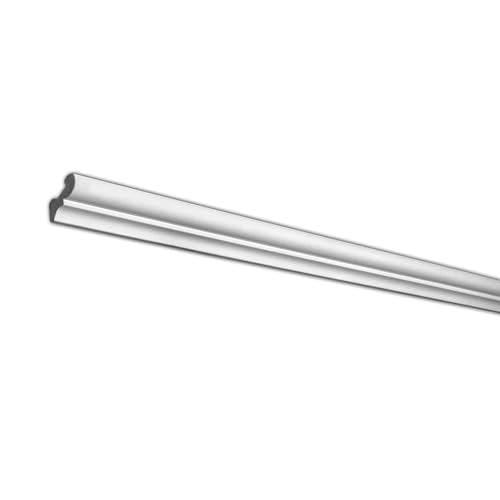 Outwater 10 Pack 48 Inch Crown Moulding (40 Feet in Total), 1-3/4" Face x 1-3/8" High x 1-3/16" Projection – Primed White High Impact Polystyrene Decorative Trim for Walls & Ceilings - size: 1-3/8" x 1-3/16"
