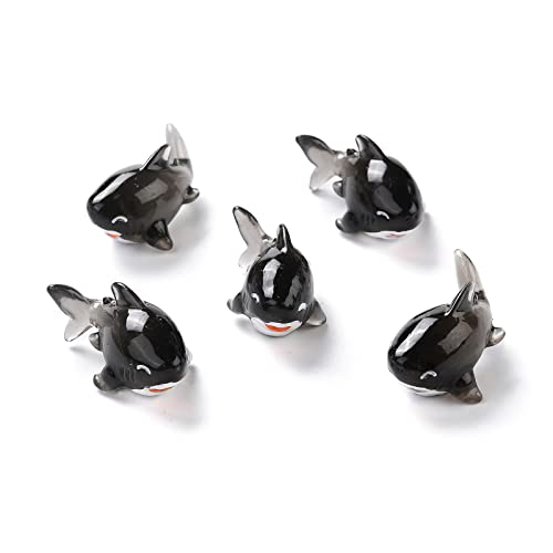 Stiesy 20 Pcs Miniature Black 3D Shark Resin Figures Realistic Marine Animal Decor for Micro Landscaping, Fairy Garden Accessories and DIY Craft Supplies - color: Black Shark-20pcs
