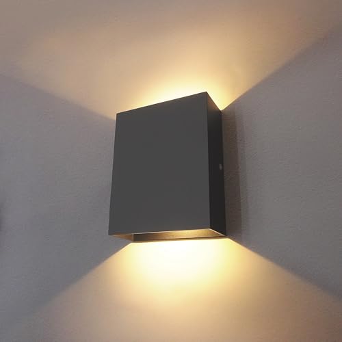KICAAO LED Wall Sconces Set of Two, 12W Wall Light, Black Warm Light 3000K - color: Black