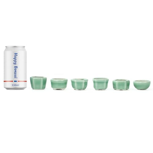 Bonsai Planter 1.8 inch (4.5cm) Mini Succulent Glazed Pots Set of 18 Green - color: Green
