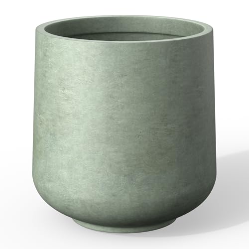 Kante Accent Round Curved Mint Green Concrete Planter 13" Dia, Outdoor - color: Mint Green, size: 11.6" D