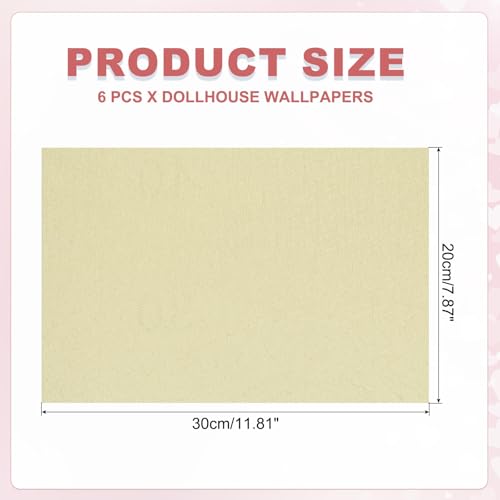 uxcell 6 Sheets Miniature Dollhouse Wallpaper, Silk Pattern Self-Adhesive PVC Flooring Wall, Mini Wall Decor for Dollhouse Sand Table Model Accessories 11.81 x 7.87 Inch (Beige) - color: Beige