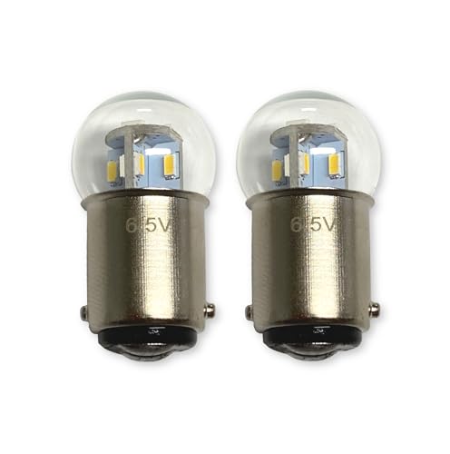 #82, 64 Globe Shape Miniature Bulb LED Replacement | 6.5-Volt | BA15D Base (2-Pack; Bright White) - color: Pure White, size: 2 Pack