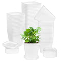 OJYUDD 72 Pcs 3 Inch White Square Plastic Pots with Saucer,White Plastic Plant Seedling Pots,Seedling Nursery Pots Indoor Outdoor for Succulents/Plant,Garden,Office and Balcony Decor - size: 72 Pack White