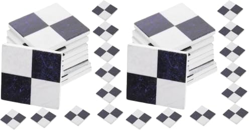 Toyvian 27 Pcs Dollhouse Miniature Flooring Tiles, 1:12 Scale Wooden Floor Boards - Black & White Checkered Design - Mini Dollhouse Furniture Accessories for Kids DIY Crafts (Pack of 2) - size: 3x3cm (Pack of 2)