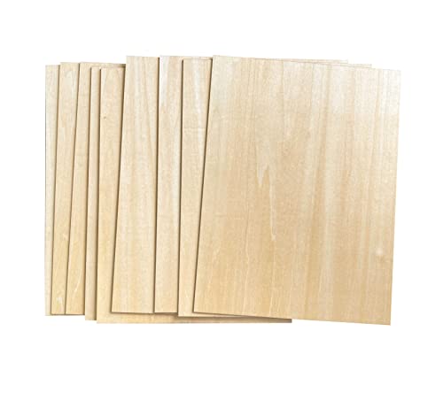 9 Pack 1/16 X 9 X 12 Inch Thin Basswood Plywood Sheets for Crafts