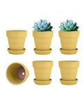 vensovo 4 Inch Yellow Terracotta & Clay Pots with Saucer, 6 Pack - color: Yellow