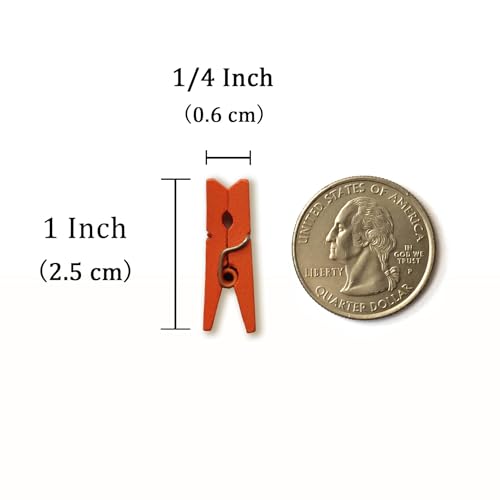 LWR CRAFTS Wooden Mini Clothespins 100 Per Pack 1" 2.5cm (Orange) - color: Orange
