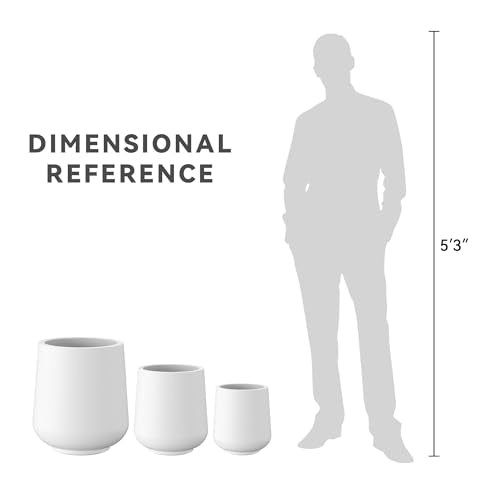 Kante Set of 3 White Concrete Curved Planters 16.5" 13" 9.4" Dia - color: Pure White, size: Set of 3: 15.3" + 11.6" + 8.2" D