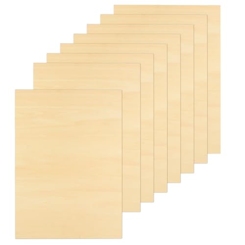 8 Pack Basswood Sheets for Crafts - 12 x 16 x 1/4 Inch 6mm Thin Plywood Sheets Unfinished Bass Wood Boards for Arts and Crafts, Painting, Pyrography, Wood Engraving, Wood Burning, Architectural Models