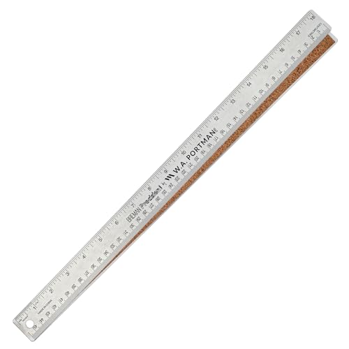 WA Portman Metal Ruler 18'', Metric Edge Corkback Stainless Steel Ruler