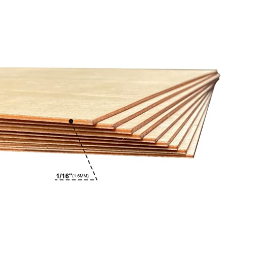 9 Pack 1/16 X 9 X 12 Inch Thin Basswood Plywood Sheets for Crafts