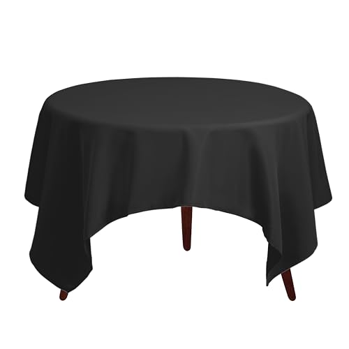 Gee Di Moda Square Tablecloth - 70 x 70 Inch Black Table Cloth for Medium Square or Round Tables - Heavy Duty Washable Fabric - for Buffet Table, Holiday Party, Dinner, Wedding & Baby Shower - color: Black, size: 70" x 70" (Square)