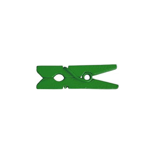 LWR CRAFTS Wooden Mini Clothespins 100 Per Pack 1" 2.5cm (Classic Green) - color: Kelly/Classic Green
