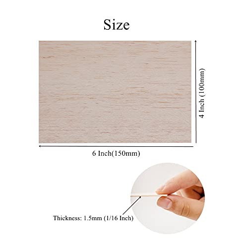 12 Pack Balsa Wood Sheets 1/16 x 4 x 6 Inch Unfinished Natural Wood - size: 6 x 4 x 1/16 inch