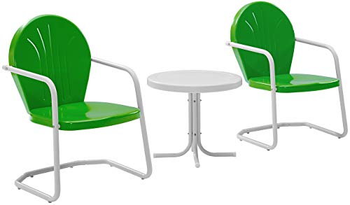 Crosley Furniture Griffith Retro Metal 3-Piece Chair & Side Table Set - color: Grasshopper Green