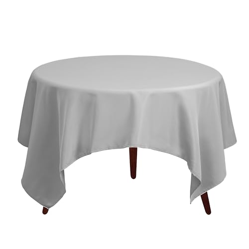 Gee Di Moda Square Tablecloth - 85 x 85 Inch Charcoal Table Cloth for Large Square or Round Tables - Heavy Duty Washable Fabric - for Buffet Table, Holiday Party, Dinner, Wedding & Baby Shower - color: Charcoal, size: 85" x 85" (Square)